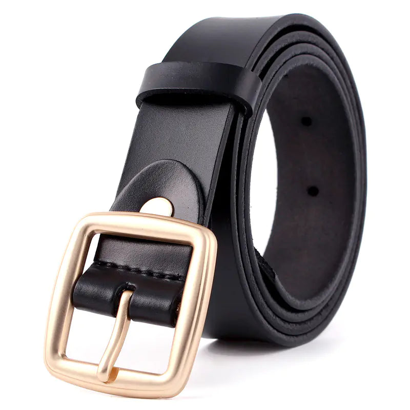 Ladies' Leather Belt with Unique Buckle