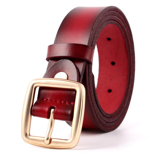 Ladies' Leather Belt with Unique Buckle