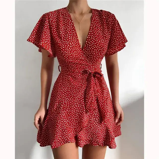 Summer Ruffle V-Neck Dress