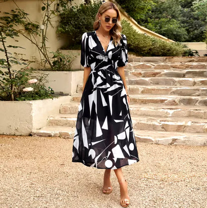 Elegant V-neck Summer Long Dress