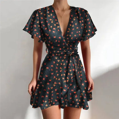 Summer Ruffle V-Neck Dress