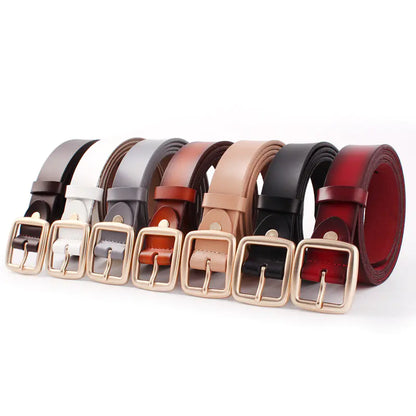 Ladies' Leather Belt with Unique Buckle