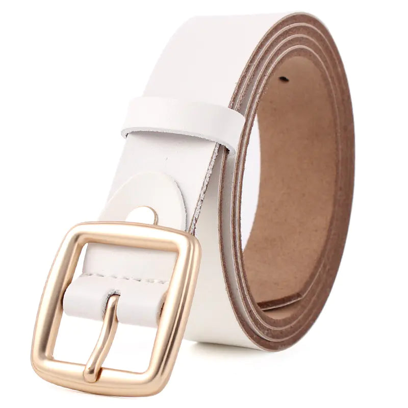 Ladies' Leather Belt with Unique Buckle
