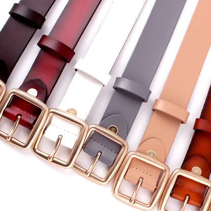 Ladies' Leather Belt with Unique Buckle