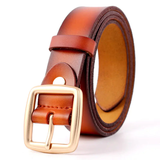 Ladies' Leather Belt with Unique Buckle