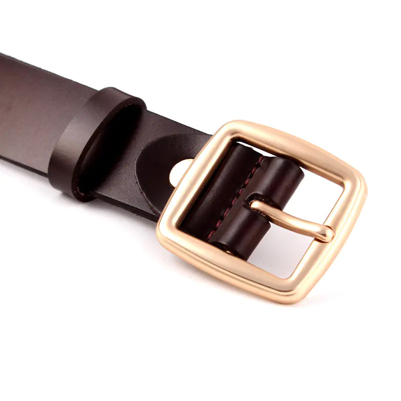 Ladies' Leather Belt with Unique Buckle