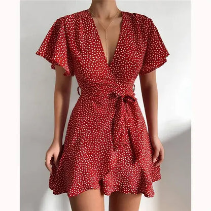 Summer Ruffle V-Neck Dress
